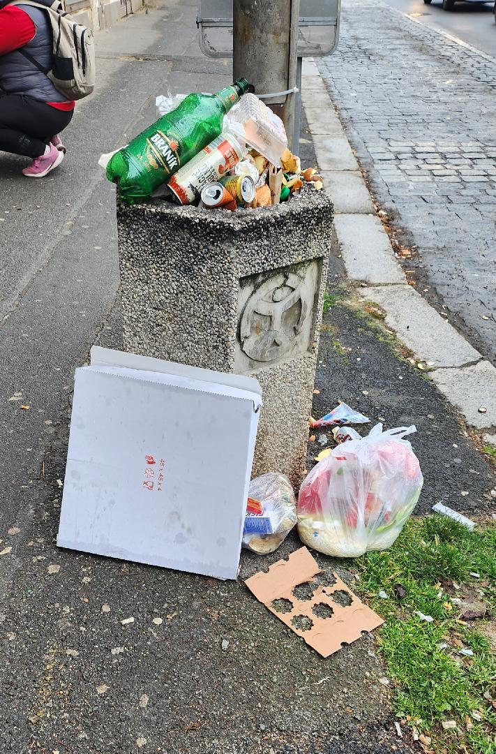 Přeplněný odpadkový koš